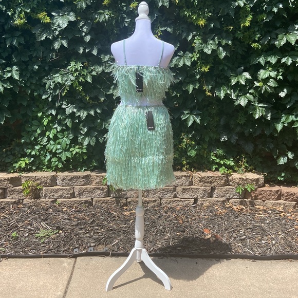 Nasty Gal Hairy Yarn Glitter Mini Skirt in Mint - Picture 7 of 8